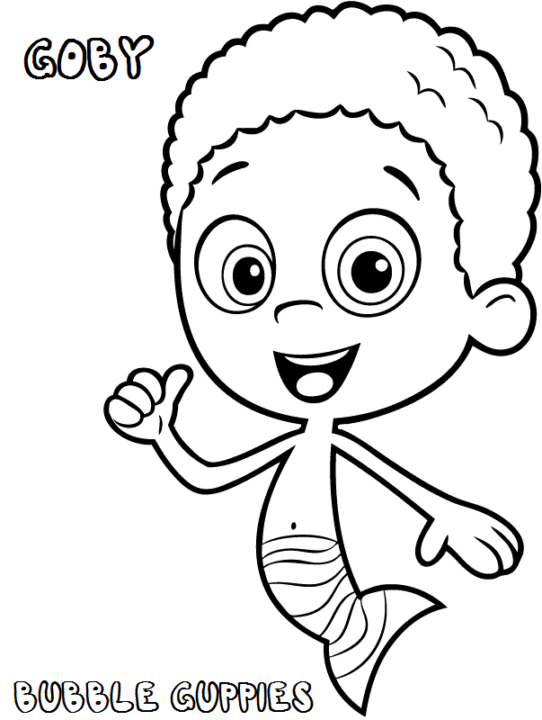 Printable bubble guppies goby coloring pages